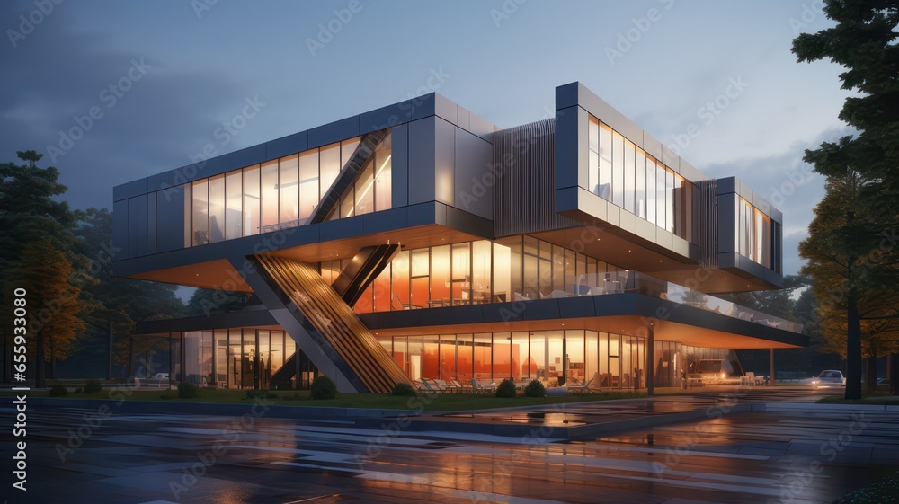 Poster modern office building created with generative ai