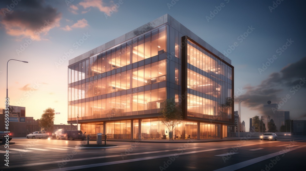 Poster modern office building created with generative ai