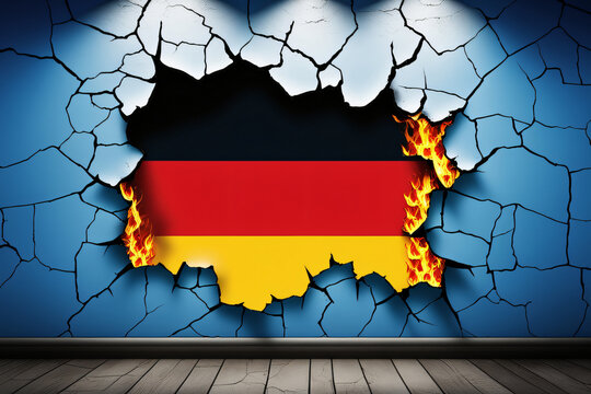 Konzept Brandmauer AFD gegen Rechts brennende Mauer als Hintergrund