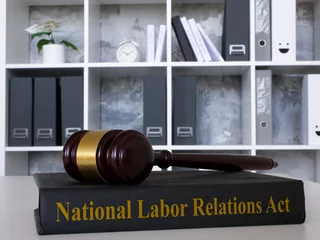 Deurstickers National Labor Relations Act NLRA with gavel in office. © Vitalii Vodolazskyi