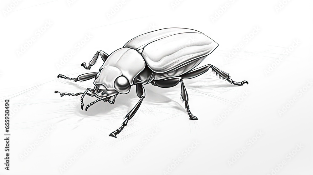 Poster a drawing of a bug on a white background with a black outline. generative ai