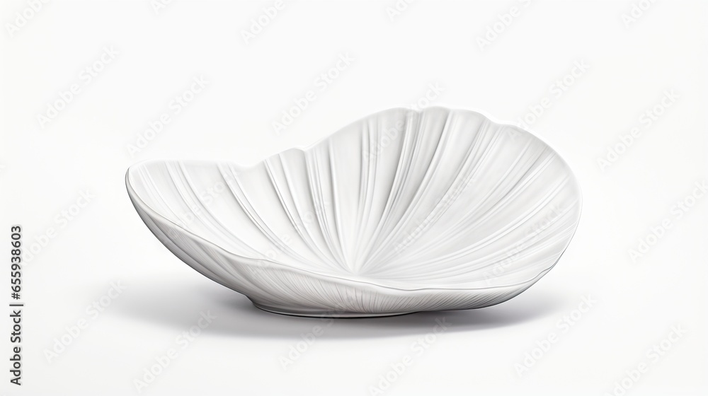 Poster a white bowl with a wavy design on the inside of it. generative ai