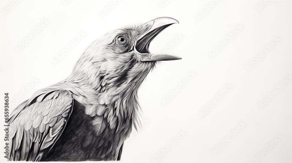 Poster a drawing of a bird with a long beak and a long beak. generative ai