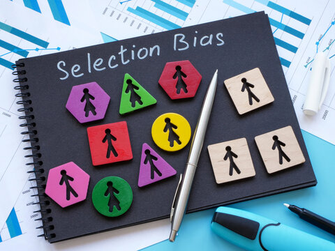 Selection bias inscription and colorful figurines.