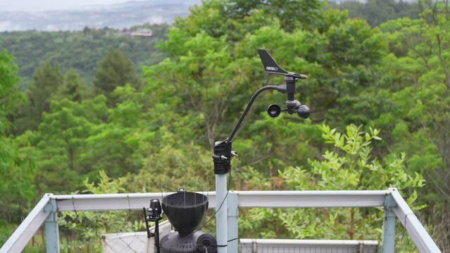 Jakarta, September 23, 2023, Remote automatic weather station, rain gauge, wind speed gauge