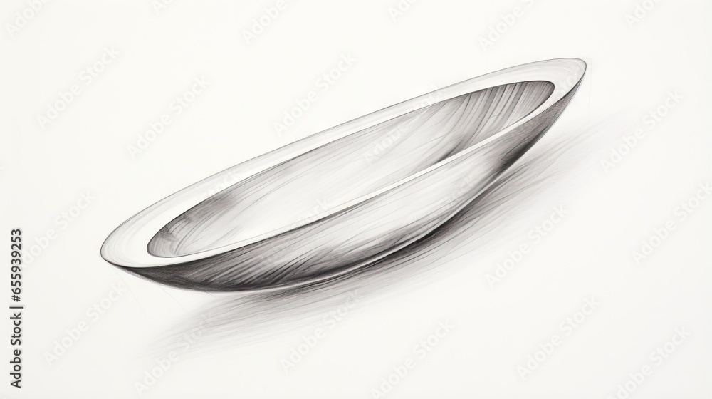 Poster a drawing of a bowl on a white surface with a white background. generative ai