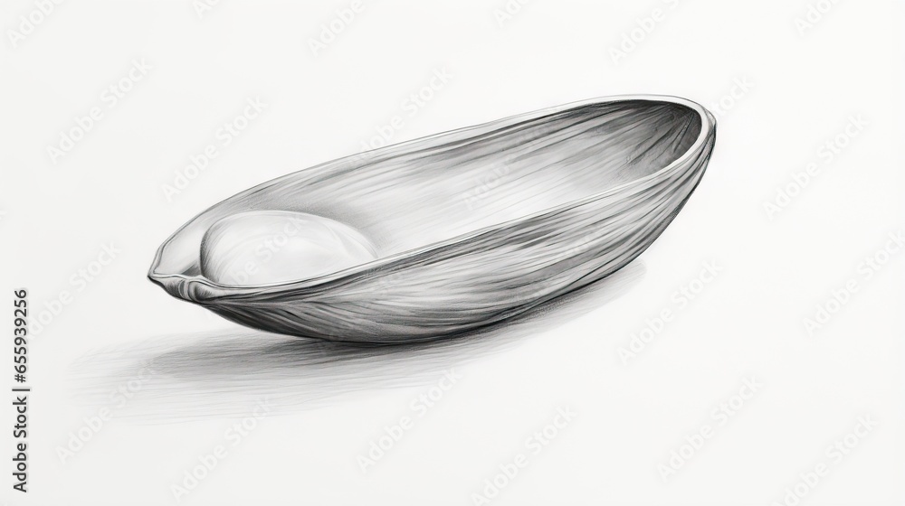 Poster  a drawing of a shell on a white background with a shadow.  generative ai