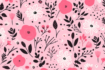 Christmas floral seamless pattern. Good for fashion fabrics, children’s clothing, T-shirts, postcards, email header, wallpaper, banner, events, covers, advertising, and more.