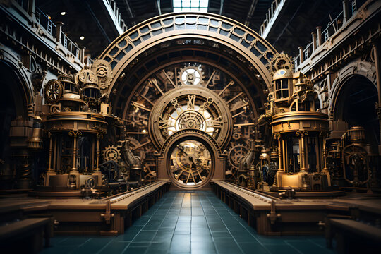 Huge gears. Time journey entrance.