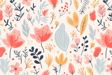 Christmas floral seamless pattern. Good for fashion fabrics, children’s clothing, T-shirts, postcards, email header, wallpaper, banner, events, covers, advertising, and more. - obrazy, fototapety, plakaty