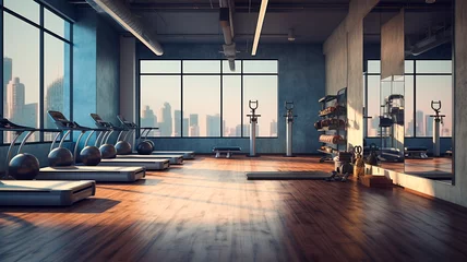 Foto op Aluminium realistic photography, Fitness and health: opening a fitness center, yoga studio, conducting personal trainings. Generative AI © Yuriy Maslov