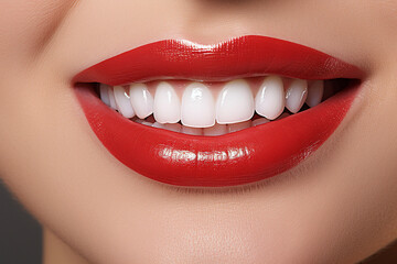 White teeth and red lips