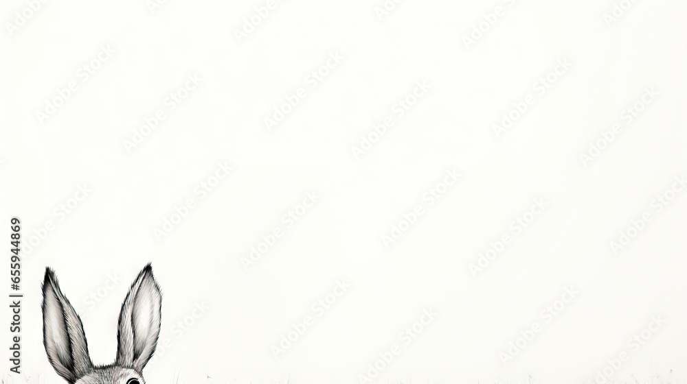 Poster a drawing of a rabbit in a field of tall grass. generative ai