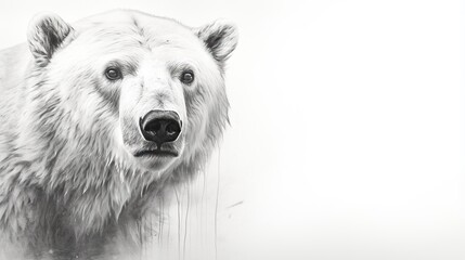  a black and white photo of a bear's face.  generative ai - obrazy, fototapety, plakaty