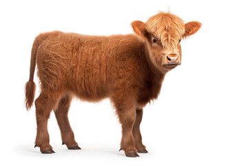 Calf of Highland Cattle on white background