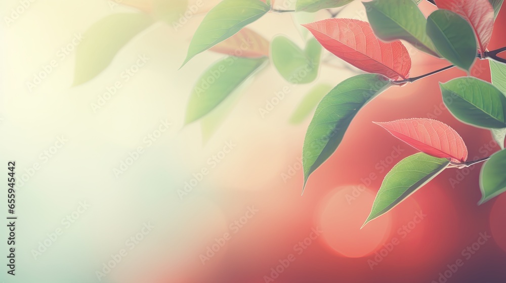 Poster a close up of a tree with leaves on it's branches. generative ai