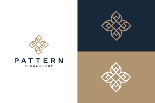 Simple Golden Beauty Floral Flower Pattern Motif Elegant Luxury Gold logo design
