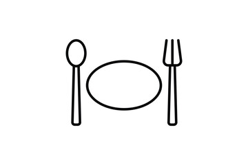 Plate and Utensils Icon. Icon related to kitchen tool. Suitable for web site design, app, user interfaces. Line icon style. Simple vector design editable