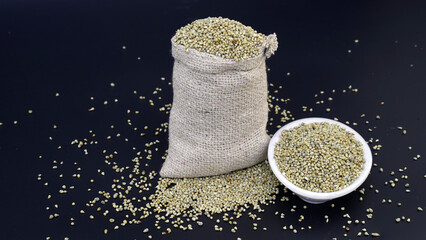 Heap of Pearl millet grain whole for indian gujarati food recipe