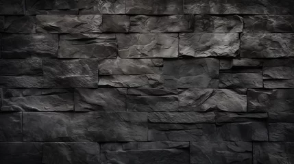 Tuinposter Dark and grungy black concrete wall texture for backgrounds and designs © hassan