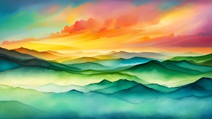 sunset in the mountains