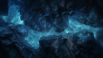 Blue abstract lava stone texture background: a close-up of natural volcanic rock formations with...