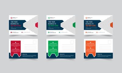 Corporate postcard design template. modern postcard design. stylish business postcard design colorful bundle