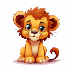 Fototapeta premium Lion in clip art style with white background