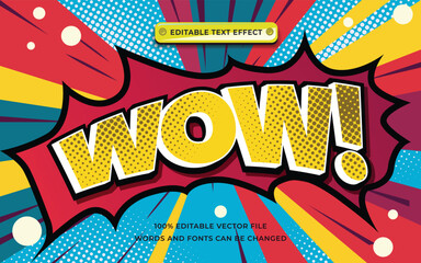 Wow Text effect style comic editable, promotion style font graphic with pattern halftoon