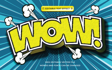 Wow Text effect style comic editable, promotion style 3D font graphic, pencil style 