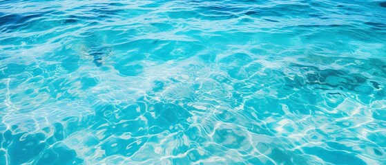 Fototapeta na wymiar Closeup of Turquoise Blue Water Surface in a Mediterranean Lagoon Bay. Natural Environment and Background of Crystal Clear Ocean Water as a Swimming Pool