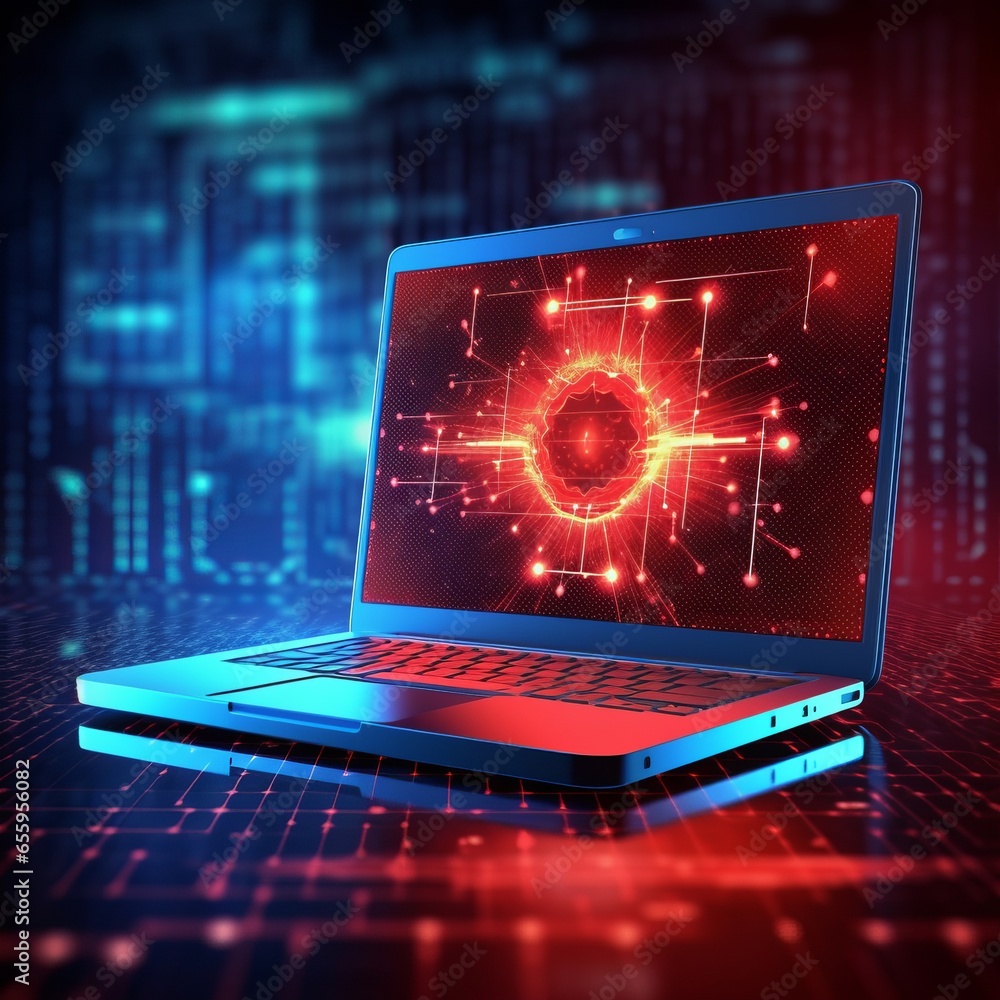 Poster system hacked warning alert on notebook or laptop. cuber security