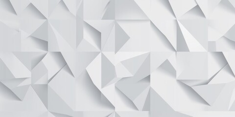 Two layer offset abstract white polygon geometrical triangles pattern background wallpaper banner flat lay top view from above, Generative AI - obrazy, fototapety, plakaty