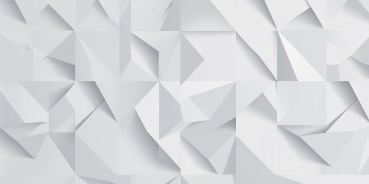 Two layer offset abstract white polygon geometrical triangles pattern background wallpaper banner flat lay top view from above, Generative AI