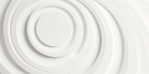 Concentric random rotated white rings or circles background wallpaper banner flat lay top view from above with copy space, Generative AI