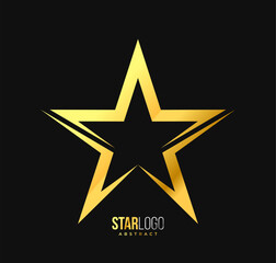Obraz premium Luxury Abstract Gold Star logo design template isolated on black. Vector Illustration