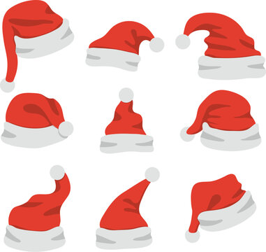 vector christmas collection of santa claus hats