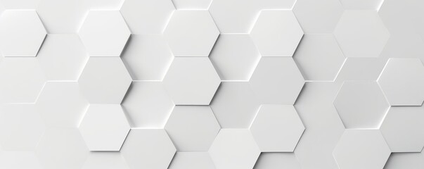 Random shifted white honeycomb hexagon background wallpaper banner pattern with copy space, Generative AI - obrazy, fototapety, plakaty
