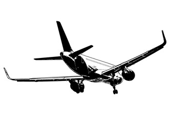 Commercial plane flying back view isolated graphic