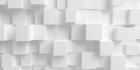 Random movedfading out white cube boxes block background wallpaper banner with copy space, Generative AI