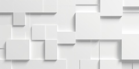 Inset two level white horizontal rectangle cube boxes block background wallpaper banner template, Generative AI