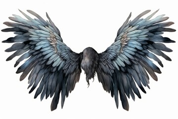 Naklejka premium A pair of wings, like from a bird or angel, in a neat grunge artistic illustration style. Generative AI. 