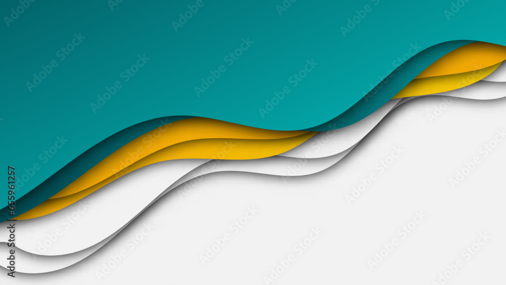 Poster beautiful wave overlap, dynamic shape element papercut background