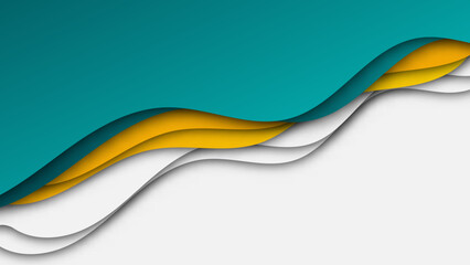 beautiful wave overlap, dynamic shape element papercut background