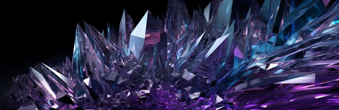 Abstract purple colored crystal background. Diamond gemstone prism texture. Brilliant iridescent rainbow refraction. Gem stone rock glass crystal holographic background. design banner, luxury