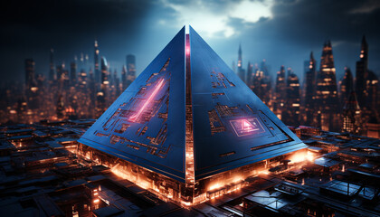 Futuristic illuminated cyberpunk hologram Triangle