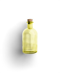 Yellow Glass Bottle with Cork Flatlay