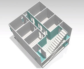 Boarding house design 3D illustration