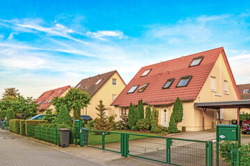 street with new, modern homes in a suburb of germany