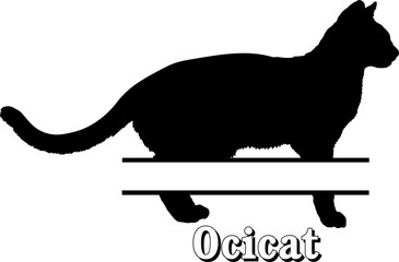 Ocicat Cat Monogram cat breeds Cat silhouette Cat bundle Vector